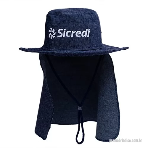 Chapéu personalizado - chapéu modelo australiano em tecido brim com proteção de pescoço e cordão logotipo silk screen ou bordado