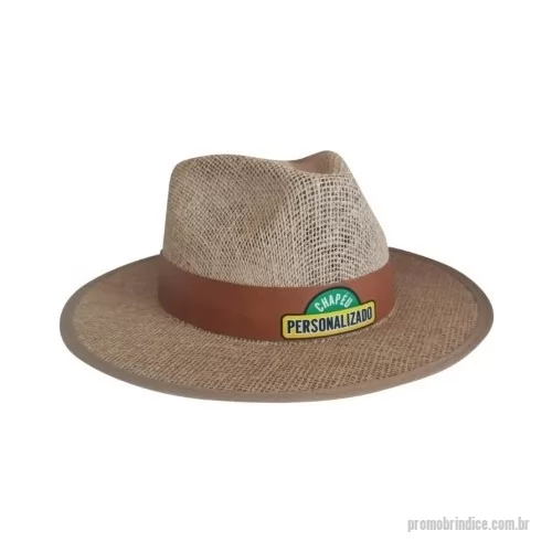Chapéu personalizado - * Chapéu Juta  Chapéu no modelo Indiana, com Juta Premium de alta qualidade, engomado resistente a altas temperaturas e umidade. Forrado com tecido e acabamento em viés para melhor proteção. Possui carneira elástica para melhor ajuste e conforto.  Especificação e tamanho: Tamanho P-M-G-GG   Gravação: Faixa Corvin (laser ou Silk) - Faixa tecido (Bordado e Silk) 