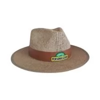 * Chapéu Juta  Chapéu no modelo Indiana, com Juta Premium de alta qualidade, engomado resistente a altas temperaturas e umidade. Forrado com tecido e acabamento em viés para melhor proteção. Possui carneira elástica para melhor ajuste e conforto.  Especificação e tamanho: Tamanho P-M-G-GG   Gravação: Faixa Corvin (laser ou Silk) - Faixa tecido (Bordado e Silk) 