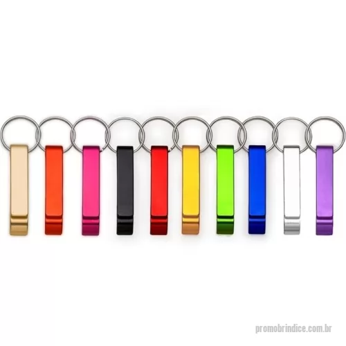Chaveiro com abridor de garrafa personalizado - Chaveiro abridor de metal formato “pé de galinha”.  Tamanho total aproximado  (CxL):  6,5 cm x 1,1 cm  CRB9824