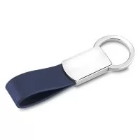 Chaveiro de metal fosco com alça em couro sintético preto + caixa com berço aveludado