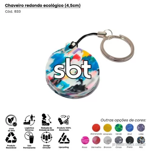 Chaveiro ecológico personalizado - Green Plasticaria, fabricado 100% com plástico reciclado, produto inovador e eco sustentável, medindo 4,5x3,5cm, a escolha ideal para o meio ambiente e para adequação às estratégias corporativas de ESG.