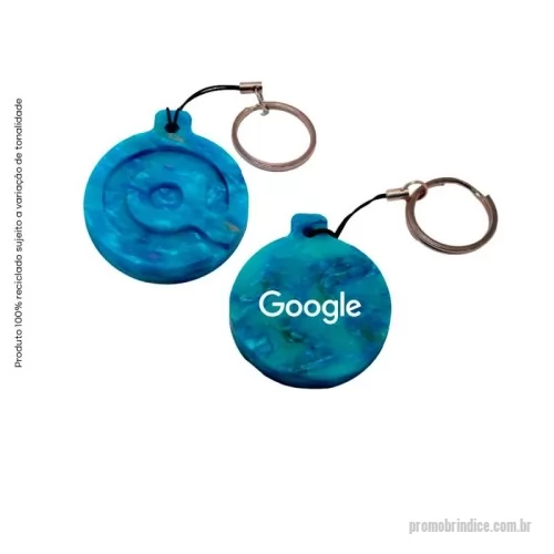 Chaveiro ecológico personalizado - Green Plasticaria, fabricado 100% com plástico reciclado, produto inovador e eco sustentável, medindo 4,7x4,2cm , a escolha ideal para o meio ambiente e para adequação às estratégias corporativas de ESG.