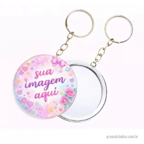 Chaveiro espelho personalizado - **Chaveiro Espelho Personalizado – Nakalu Brindes**  Surpreenda seus clientes com o **Chaveiro Espelho Personalizado da Nakalu Brindes**, um brinde prático, elegante e funcional, ideal para quem busca unir utilidade e estilo no dia a dia.  Compacto e versátil, ele pode ser utilizado em bolsas, mochilas, chaves ou nécessaires, acompanhando o cliente em diversos momentos e proporcionando maior visibilidade para a sua marca.  É a escolha ideal para brindes corporativos, ações promocionais, eventos, lembranças personalizadas, kits presenteáveis e estratégias de fidelização de clientes.  ### ? Diferenciais do Produto  ? Espelho funcional com acabamento elegante ? Compacto, leve e prático para o uso diário ? Excelente custo-benefício ? Brinde útil que fortalece a lembrança da marca ? Acabamento de qualidade e alta durabilidade  ### ???? Personalização  A personalização é realizada por **impressão a laser**, sem limite de cores, garantindo excelente definição da arte e maior resistência ao us