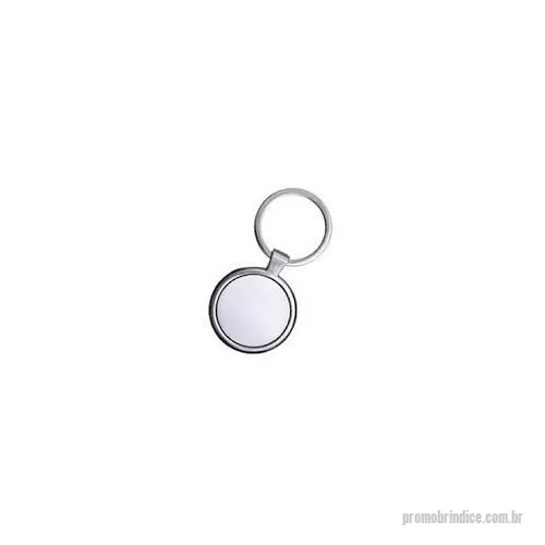 Chaveiro metálico personalizado - Chaveiro de metal redondo com chapa central, verso liso.