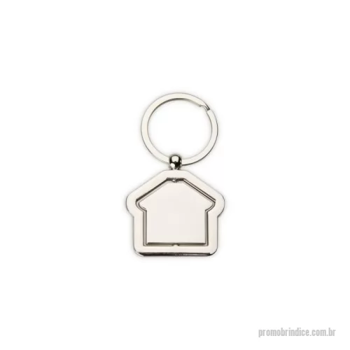 Chaveiro metálico personalizado - Chaveiro metal giratório formato casa