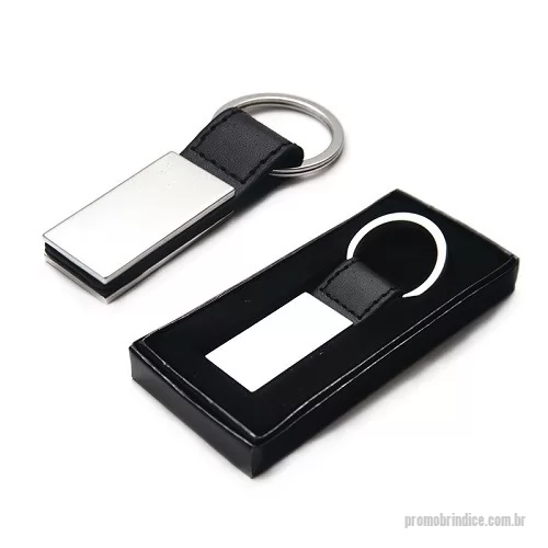 Chaveiro metálico personalizado - Chaveiro Metal com Detalhe em Couro