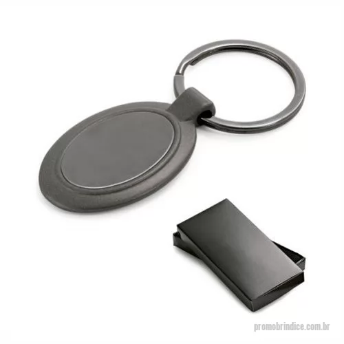 Chaveiro metálico personalizado - Chaveiro Metal Chumbo Oval