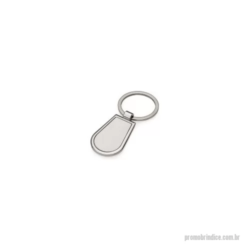 Chaveiro metálico personalizado - Chaveiro de metal formato gota com chapa central, verso liso.