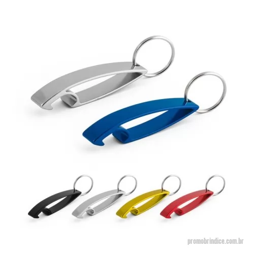 Chaveiro metálico personalizado - Chaveiro. Alumínio. Com abridor de garrafas.