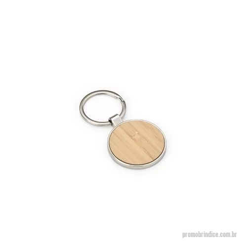 Chaveiro metálico personalizado - Chaveiro de Metal e Bambu Personalizado