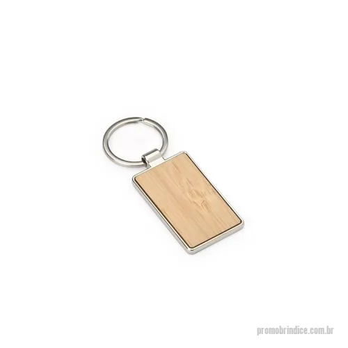Chaveiro metálico personalizado - Chaveiro de Metal e Bambu Personalizado