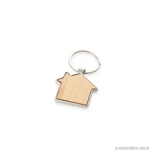 Chaveiro metálico personalizado - Chaveiro de Metal e Bambu Personalizado