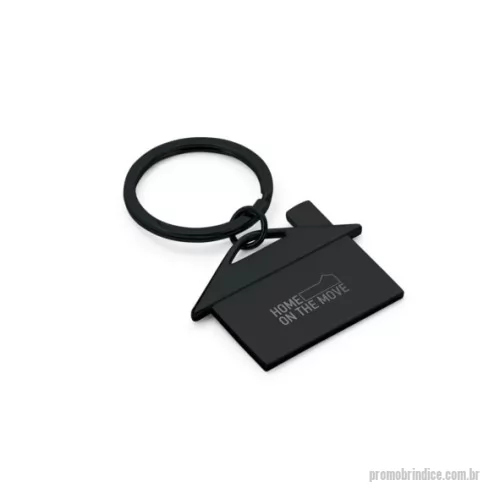 Chaveiro metálico personalizado - Chaveiro em metal em formato de casa. Fornecido em caixa presente
