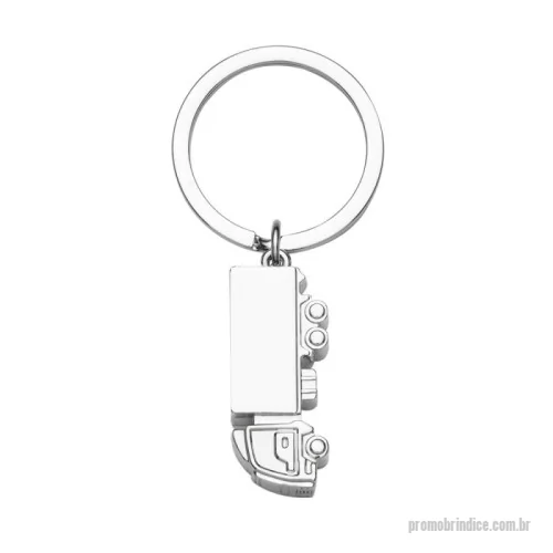 Chaveiro metálico personalizado - Chaveiro metálico brilhante e compacto, com formato de caminhão e argola em ferro, próprio para organizar chaves ou como objeto decorativo.  Altura :  1,7 cm  Largura :  1,2 cm  Comprimento :  4,1 cm