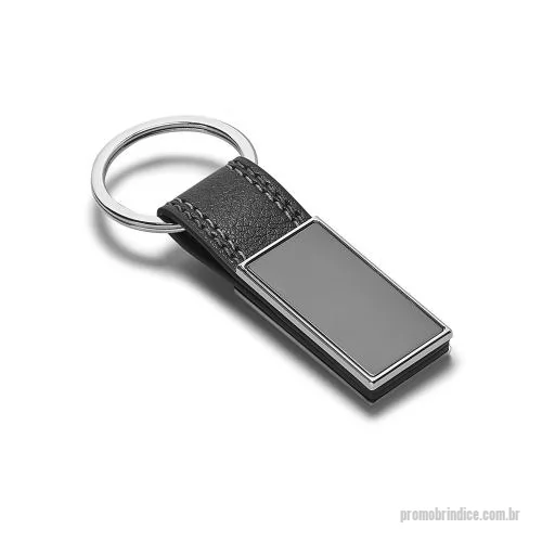 Chaveiro metálico personalizado - Chaveiro em metal e c. sintético. Fornecido em caixa presente de papel kraft reciclado.