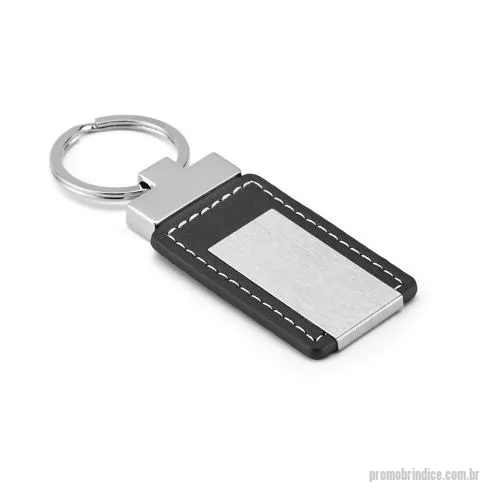 Chaveiro metálico personalizado - Chaveiro em c. sintético e metal. Fornecido em caixa presente de papel kraft reciclado.