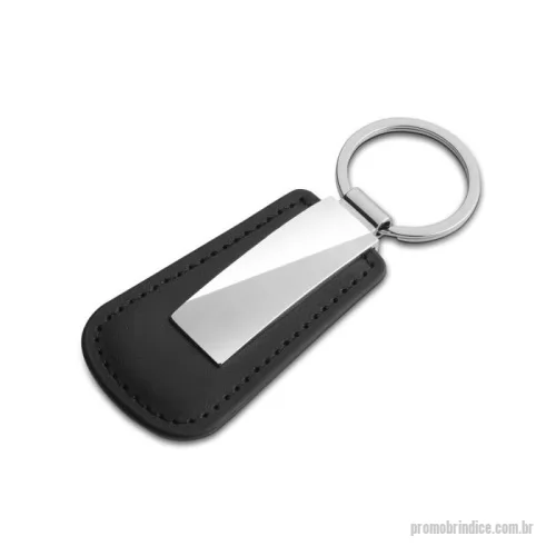 Chaveiro metálico personalizado - Chaveiro em metal brilhoso + PU, acompanha caixa com berço aveludado.