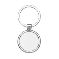 Chaveiro de metal redondo com chapa central, verso liso.