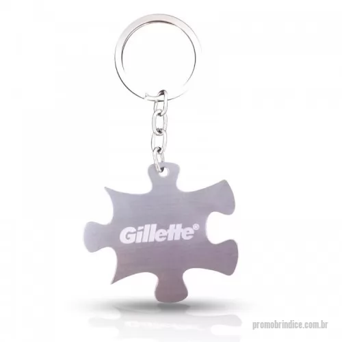 Chaveiro personalizado - Chaveiro em aço, desenvolvido para a Gillette, efeito fosco, modelo com recorte especial e logo em baixo relevo.