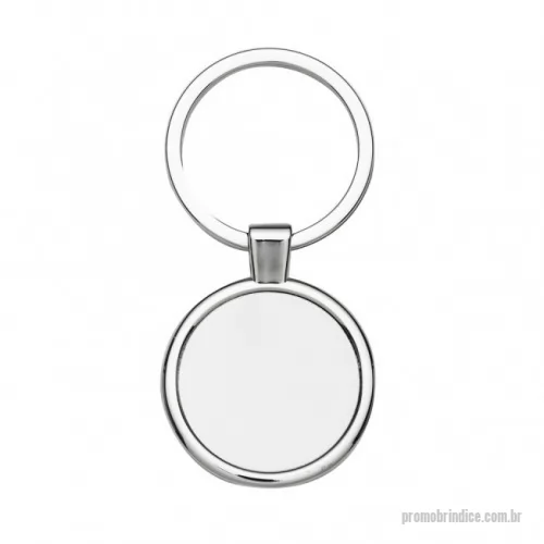 Chaveiro personalizado - Chaveiro de metal redondo com chapa central, verso liso. Medidas aproximadas para gravação (CxL):  3 cm x 3 cm Tamanho total aproximado  (CxL):  7,4 cm x 3,5 cm Peso aproximado (g):  21