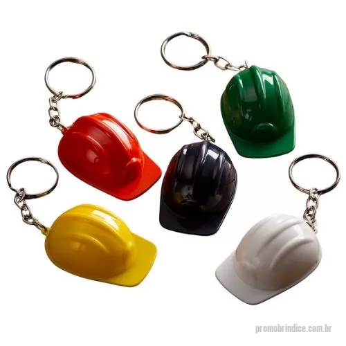 Chaveiro personalizado - Chaveiro capacete de segurança EPI, material plástico. Altura :  2,3 cm  Largura :  3,7 cm  Comprimento :  5,7 cm  Medidas aproximadas para gravação (CxL):  2 cm x 1,2 cm  Peso aproximado (g):  6