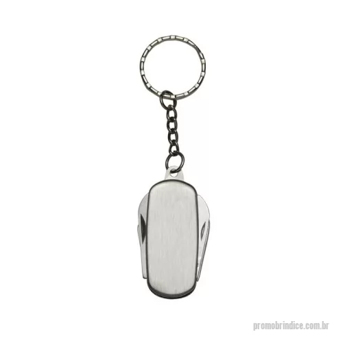 Chaveiro personalizado - Chaveiro canivete 4 funções de metal liso(ambos lados). Possui: abridor de lata, lixa, lâmina de corte e abridor de garrafa.