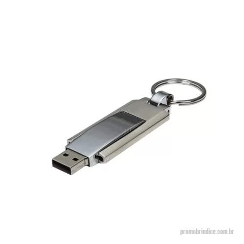 Chaveiro personalizado -  Pen drive grande de metal com chaveiro. Suporte fosco e compartimento do pen drive brilhante, basta puxá-lo e girá-lo para utilização.