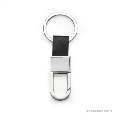 Chaveiro personalizado - Chaveiro metal mosquetão(sem trava) com alça de couro sintético. Possui chapa frontal quadrada em inox e verso brilhante.