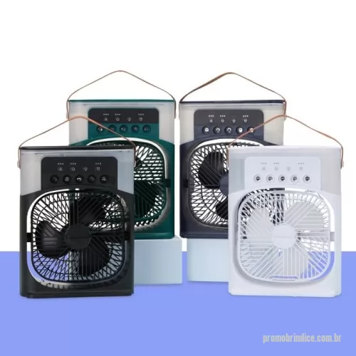 Climatizador de ar personalizado - Climatizador de mesa com reservatório de água com capacidade de 600ml. Possui 3 intensidades de ventilação