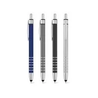 Esferográfica em alumínio com ponteira touch e clipe de metal. Escrita em azul até 1.5 km. ø9 x 138 mm