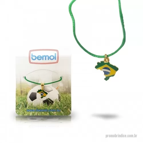 Colar personalizado - Pingente mapa/bandeira do Brasil em metal, com resina 4 cores, banhado a ouro, com cordão de fio encerado, com tag personalizado.