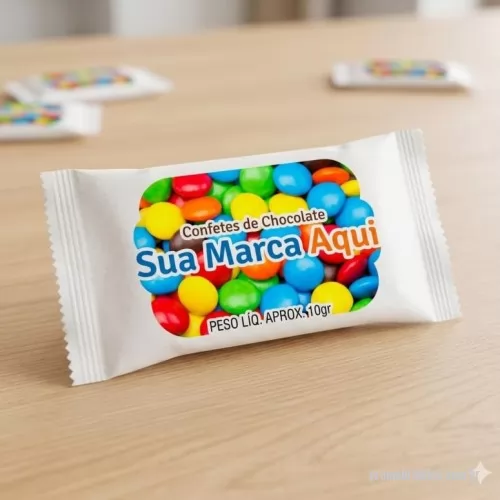 Confetes de Chocolate personalizados - Pastilha de Chocolate com embalagem personalizada é uma ótima opção de brinde promocional e uma ferramenta perfeita para fidelizar o seu cliente.