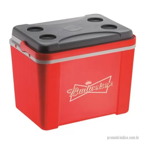 Cooler personalizado - Caixa térmica 34L fabricada com matéria prima pura virgem e atóxica. Laudo de pureza e toxidade podem ser fornecidos. Com isolamento em EPS placas de 15mm e 16mm. Disponível em várias cores. Gravação da logomarca em 1 cor já inclusa.