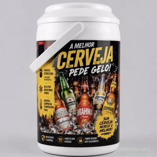 Cooler personalizado - Cooler Térmico 16 Latas com alta capacidade e excelente área para personalização, ideal para brindes corporativos e ações promocionais de maior impacto. Prático e resistente, é perfeito para churrascos, viagens, eventos e momentos de lazer, mantendo bebidas geladas por mais tempo. Um brinde útil e valorizado, que amplia a visibilidade da sua marca e fortalece o relacionamento com clientes, colaboradores e parceiros.