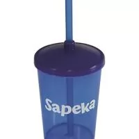 COPO 350 ML COM TAMPA E CANUDO