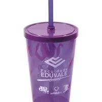 COPO 550 ML ESPIRAL COM TAMPA E CANUDO