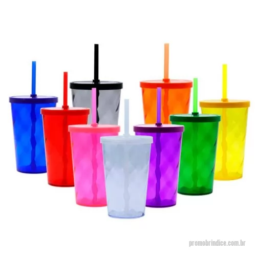 Copo Acrílico personalizado - Copo espiral de acrílico 550ml com tampa e canudo personalizado 