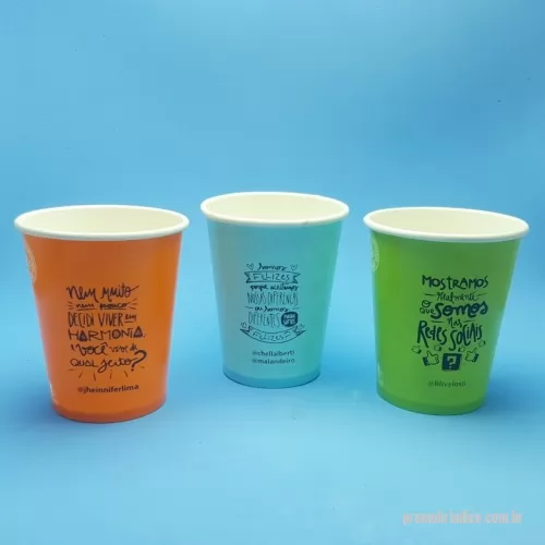 Copo Biodegradavel personalizado - Copo de papel biodegradável. Com medidas de 120/200/300/400ml. Com opções de cores e tampa.