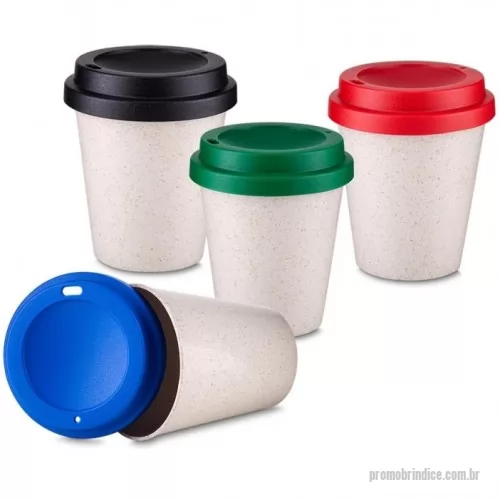 Copo Biodegradavel personalizado - Copo fibra de arroz 350ml com tampa plástica de bocal.