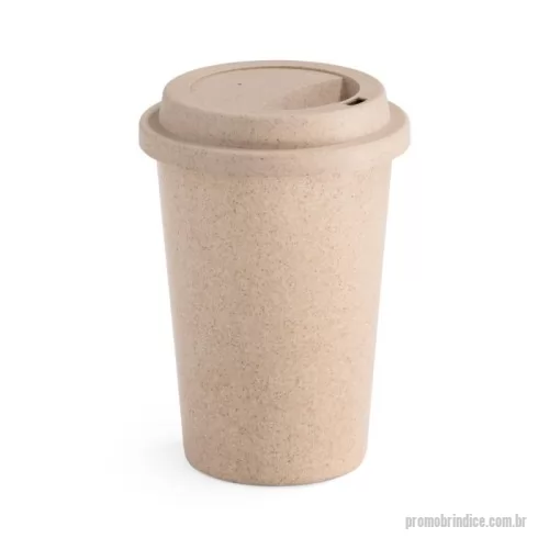 Copo bucks personalizado - Copo para viagem em fibra de bambu e PP. Com tampa e capacidade até 450 mL. Certificação EU Food Grade. ø93 x 134 mm