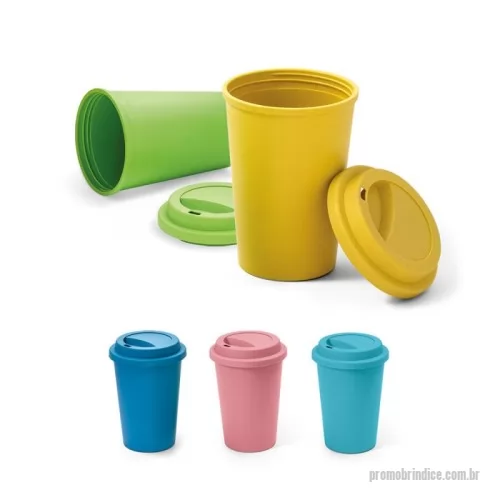 Copo bucks personalizado - Copo de viagem em fibra de bambu (60%) e PP (40%) com tampa e capacidade até 450 mL. Certificação EU Food Grade. ø93 x 134 mm