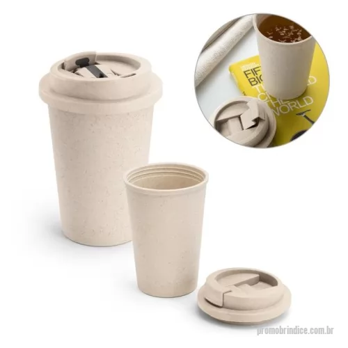 Copo bucks personalizado - Copo de viagem em fibra de bambu (60%) e PP (40%) com tampa flip top. Capacidade até 380 mL. Certificação EU Food Grade. Ø95 x 113 mm