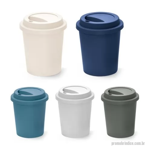 Copo bucks personalizado - Copo de viagem com tampa e corpo em PP. Capacidade até 350 mL. Certificação EU Food Grade. Ø90 x 104 mm