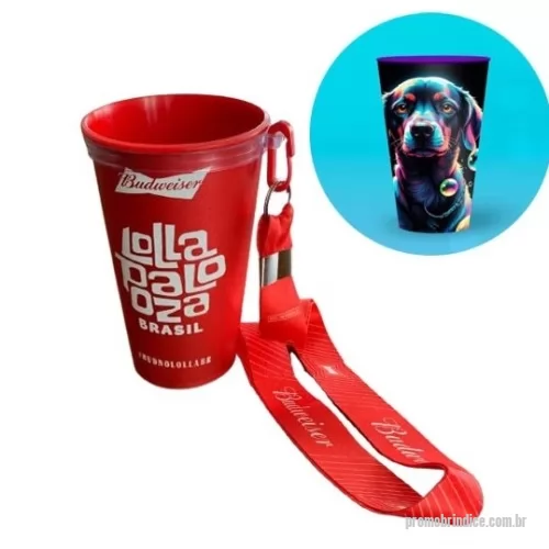 Copo com cordão personalizado - Copo personalizável com gravação In-Mold Label 360°, diversos tamanhos