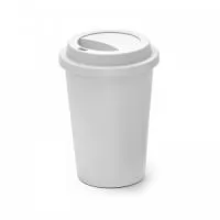 Copo de viagem com tampa e corpo em PP. Capacidade até 450 mL. 