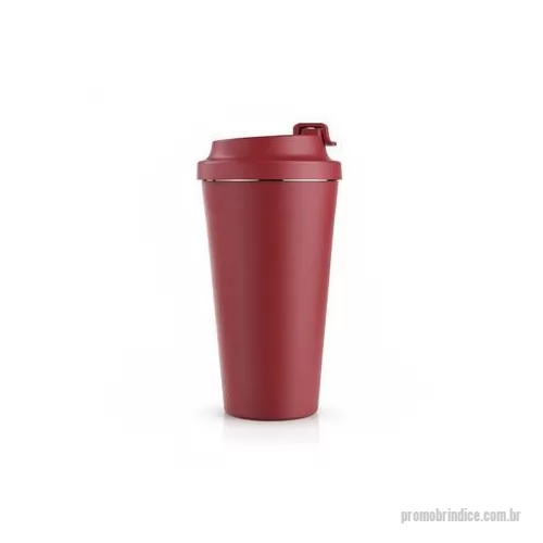 Copo de alumínio personalizado - Copo em inox 304 com revestimento externo em polipropileno PP e capacidade para até 480 ml. Apresenta tampa rosqueável em PP com protetor para o bocal. Acompanha alça em nylon com detalhe em couro sintético para transporte. Altura : 20,6 cm Largura :