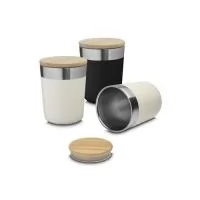 Bebidas geladas por mais tempo neste copo térmico, com capacidade de 300 ml, feito em inox, com parede dupla e tampa de bambu que possui um anel de silicone para vedação. Seu design e pintura fosca são o toque de modernidade que você procura. Altura 
