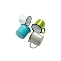 Caneca em inox com pintura totalmente esmaltada e capacidade para até 370 ml. Altura : 8 cm Largura : 11,4 cm Circunferência : 25,2 cm Peso aproximado g : 139