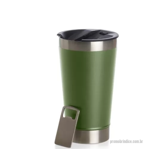 Copo de cerveja personalizado - Copo térmico de inox com acabamento liso e capacidade 500ml, material livre de BPA. Contém tampa com abridor.